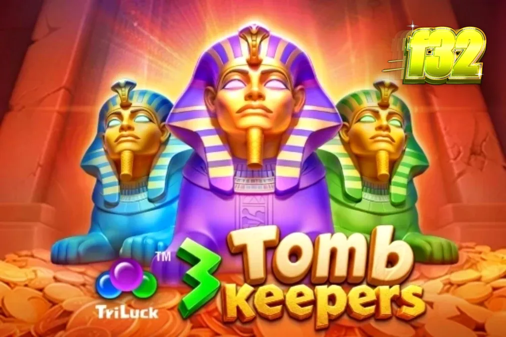 Tampilan visual slot 3 Tomb Keepers dengan latar belakang makam Mesir Kuno